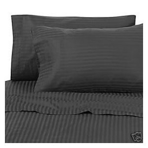 300 Thread Count Egyptian Cotton 300TC Twin Extra Long Sheet Set Twin XL Black Stripe 300 TC