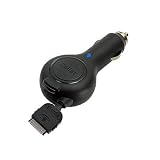 Rubberized Retractable Car Charger for Apple iPhone 4 (Black)