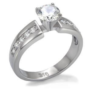 Stainless Steel Round Cubic Zirconia Stripped CZ Band Engagement Ring