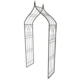 Panacea Products Ogee Top Garden Arbor with Finials, Black