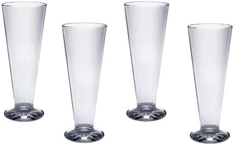 (Set of 4) 13 Oz. Crystal Clear Polycarbonate Pilsner Beer Glasses *Break Resistant*