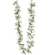 6' Silk Perviana Flower Boxwood Garland in White