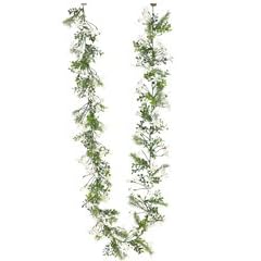 6' Silk Perviana Flower Boxwood Garland in White