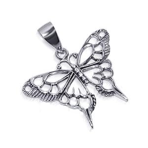 Buy Cute Filigree Sterling Silver 25 MM X 25 MM Pendant Butterfly Charm by Gem Avenue