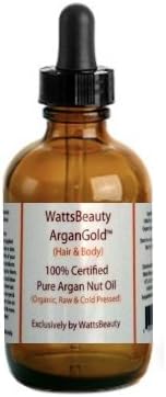 Watts Beauty ArganGold 100% Certified Pure Raw, Cold Pressed Argan Oil for Hair & Body - All Natural Virgin Argan Oil Direct from Morocco