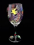 Chilies & Kokopelli Design - Hand Painted - Wine Glass - 8 oz..