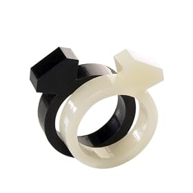 Acrylic Diamond Silhouette Ring Set Blk-Wht 7