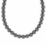 Sterling Silver 6mm Genuine Hematite Stone Bead Beaded Chain 15-19" Necklace