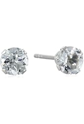 14k White Gold Round Silicone Back Stud Earrings
