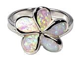 Ring W/ Lab Opal STERLING SILVER Sizes 5 to 10 Flower