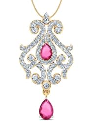Diamond (0.71 Ct, IJ-SI), 18 Kt Yellow Gold Splendour Diamond Pendant