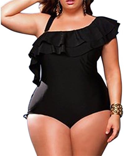 Fashion Emprie Women Sexy Plus Size Push up Padded One Piece Swimsuit Bikini (2XL, Black)