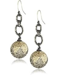Deanna Hamro Atelier Large "Ombre" 16mm Pave Ball Drop Chain Wire Earrings