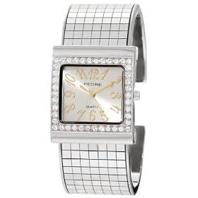 Pedre Womens 3095SX Silver-Tone Pave Bangle Watch