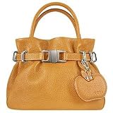 Buti Camel Leather Buckled Strap Compact Tote