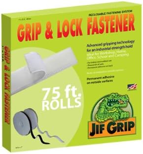 Jifram 14000118 Jif Grip 1-Inch By 75-Feet White Hook and Loop Fastener with Permanent Adhesive Back