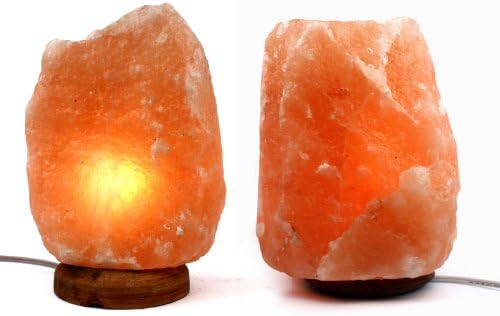 Crystal Allies Gallery: Pack of 2 6" to 8" LED Himalayan Salt Lamp Ionic Air Purifier on Wood Base with 1.5W E12 LED Bulb, UL-Listed Cord & Authentic Crystal Allies Info Card (2, Small)