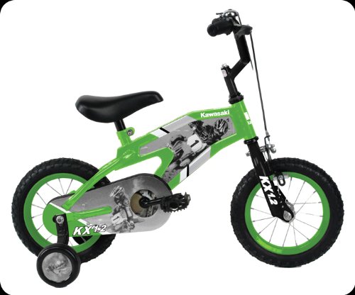 Boys' Kawasaki KX12 Bicycle w Training Wheels Plus Red & Black Frame