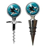 NHL San Jose Sharks Cork Screw and Wine Bottle Topper Set