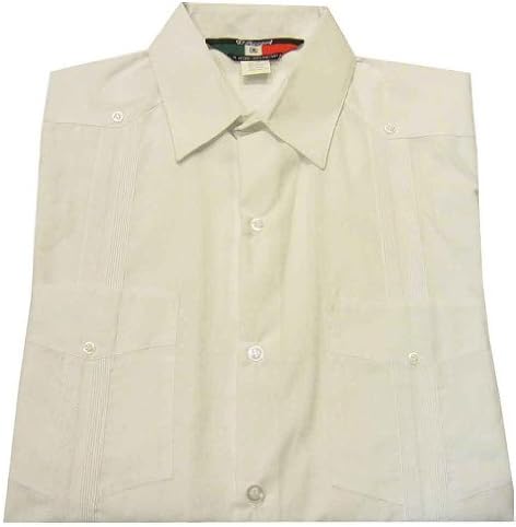 Long Sleeve 100% Pima Cotton Plain Front Guayabera Shirt, White, 3XB