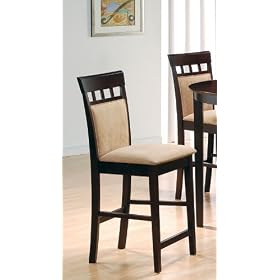 Set of 2 24H Counter Height Stools with Upholstered Rich Cappuccino Finish by Coaster