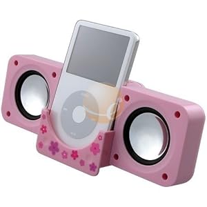 INSTEN PINK Universal Portable Travel Size Fold-Up Compact Speakers for Apple iPad / iPod / iPod Touch Gen2 / iPod video / iPod nano / iPod Nano Gen4 / iPod photo / iPod mini / iPod Classic / iPod Classic 120GB