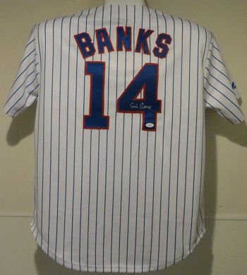 Ernie Banks Autographed Chicago Cubs Majestic Jersey