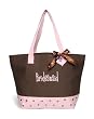 Mud Pie Wedding I Do Twill Tote, Bridesmaid, Chocolate Brown and Pink