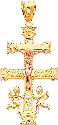 14K Two Tone Gold Caravaca Cross Pendant