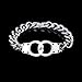 Men's Stainless Steel Handcuff Connect Cuban Curb Link Chain Bracelet--Silver