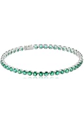 14k White Gold and Created Gemstone Tennis Bracelet