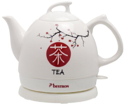 Bestron DTP800A Théière Électrique / Bouilloire sans Fil 0,8 L 1785 W Céramique Émaillée Résistance Cachée