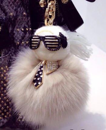 Talentote Cutebugs Series Natural Fox Fur Ball Keychain Bag/car/cellphone Pendant Hanging Accessory Cute Doll Keyring Ttc-qxcb-090253 (apricot)