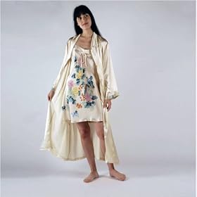 Click here to buy Exquisite Bridal Lingerie by TexereSilk, 100% Silk Hand Painted Silk Chemise and Robe Set -- Spring... by TexereSilk.