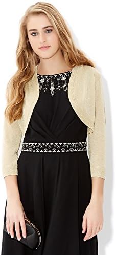 Monsoon Womens Holly lurex shrug Size Small Gold