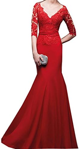 Shixi Marriage Women's Prom Dresses Lace and Tulle V-Neck Mermaid Evening Dress