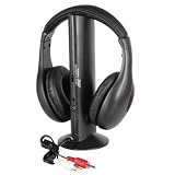 5 in 1 WIRELESS CORDLESS RF HEADPHONES HEADSET WITH MIC