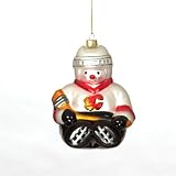 Calgary Flames NHL Glass Snowman Ornament (5.5)