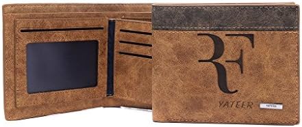 AYHENG Roger Federer Logo Embossed Leather Bifold Billfold Wallet