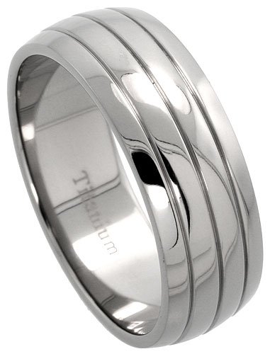 Titanium 8 mm (5/16 in.) Dome Band w/ 3 Grooves Titanium 8 mm (5/16 in.) Dome Band w/ 3 Grooves