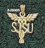 San Jose State Sjsu Caduceus Charm/Pendant -14K/10K, Stainless Steel or Gold Plated