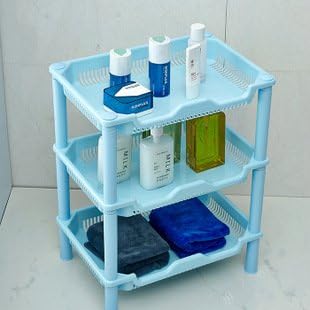 3-Tier Square Plastic Bathroom & Kitchen Rack Shelf Storage Organizer Assorted Color