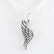 Small Double Sided Angel Wing Pendant in Sterling Silver on 16" Box Chain, #8389