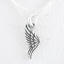 Small Angel Wing Pendant in Sterling Silver on 16" Box Chain, 8389