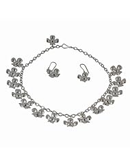 Sterling Silver Oxidized Necklace Earrings Jewelry Set