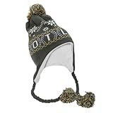 キッズ・子供・ジュニア Scotland フリース裏地付き あったかサーマル ペルビアンハット ニット帽 ニットキャップ バブルハット 冬 ウインターハット (ワンサイズ) (チャコール)