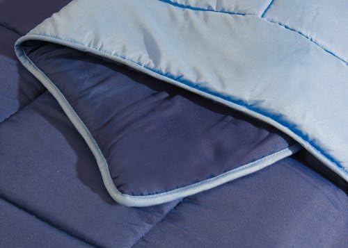 Reversible Mini Bed Set - 3 Piece - Navy Blue / Light Blue - Full Size