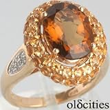 14k Yellow Gold 2.90 Smoky Quartz, Citrine and Diamond Cocktail Ring