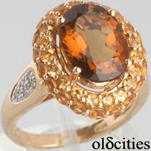 Buy 14k Yellow Gold 2.90 Smoky Quartz, Citrine and Diamond Cocktail Ring