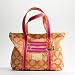 Coach Signature Poppy Glam Shopper Bag Purse Tote 13826 Persimmon Magenta